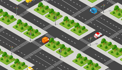 Isometric Crossroads intersection of streets of highways