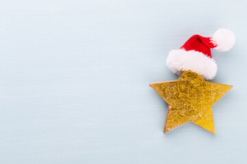 Christmas holidays composition on wooden background.