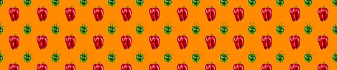 Patern red bell pepper and green tomato