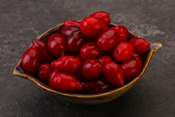 Sweet and ripe cornel berries