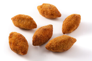 Traditional lebanese kibbeh isolated on white background	