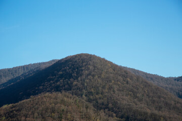 Beautiful spring landscape, mountains and sky, spring