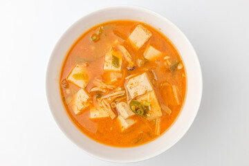 Miso stew on a white background