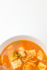 Miso stew on a white background