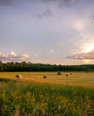 Vermont farm field at a summer sunset