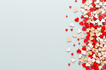 Obraz premium Happy Valentines day background. With small hearts on pastel background.