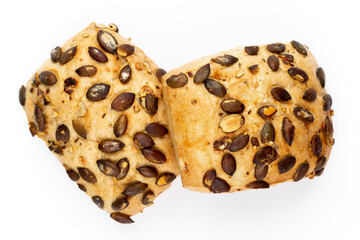 Rye eco breads on the white background.