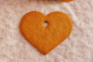 cozy winter or autumn morning at home. with heart-shaped cookies