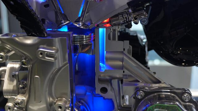 Modern powerful car engine section