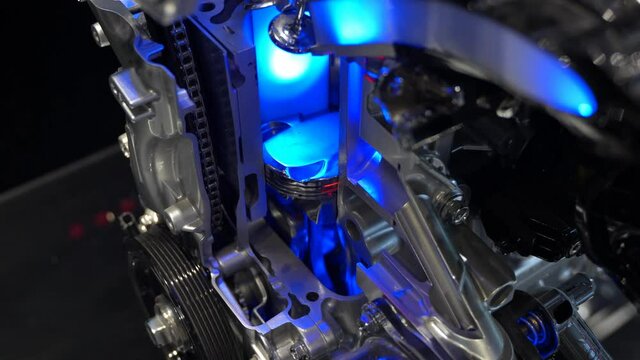 Modern powerful car engine section
