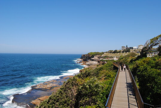 Bondi to Coogee walk on the sunny day in Sydney, Australia