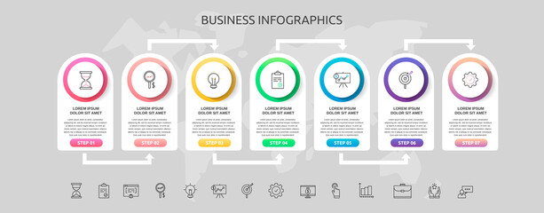 Vector infographic template circles for seven labels, diagram, graph, presentation. Business concept with 7 options. For content, steps, timeline, levels, web, chart