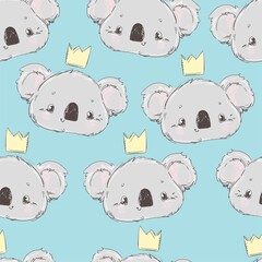 Cute Koala pattern seamless vector stock illustration fabric design