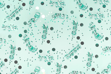 New Year festive background. Christmas and new year decorations top horizontal view copyspace 2021