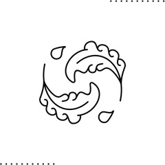 Leaves and drops vector icon in outlines