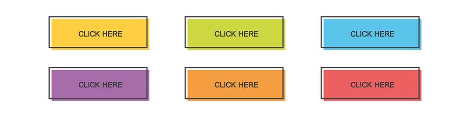 A set of buttons for pressing in different colors. Vector illustration in a modern style.
