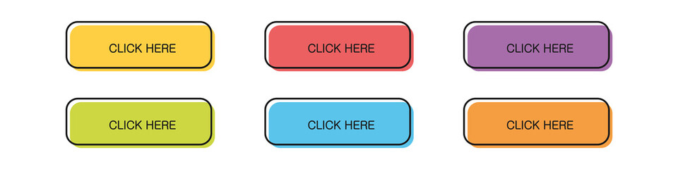 A set of buttons for pressing in different colors. Vector illustration in a modern style.
