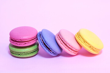 Sweet and colourful french macaroons
