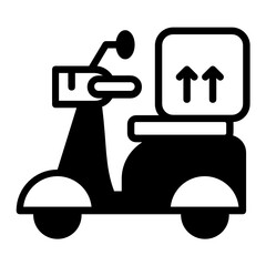 contactless delivery adoption concept, courier box and bike design, prevention of coronavirus symbol, Food Delivery Vector Glyph Sign, public health and physical distancing Sign 