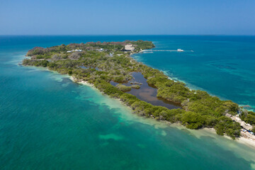 Beautiful green island in the open ocean