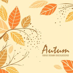 Hand drawn autumn background with elegant style
