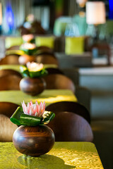 flower table arrangement at corporate party event