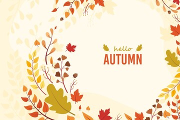 Hand drawn autumn background with elegant style