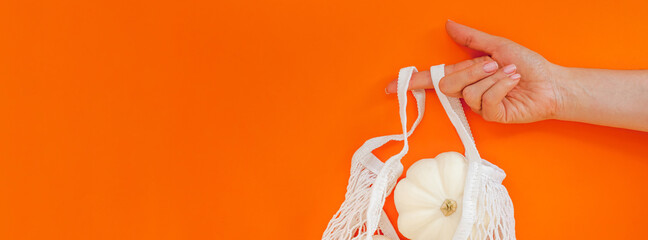 Zero waste concept with autumn pumpkins