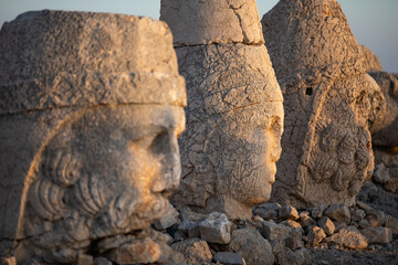 Fototapeta na wymiar The gigantic statues of gods on mount Nemrut.