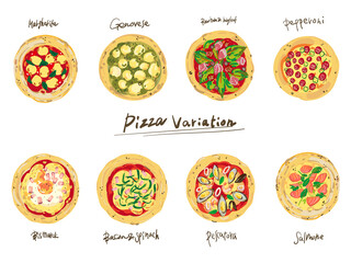 オシャレなピザのイラスト