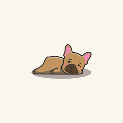 Cute Kawaii Hand Drawn Doodle Bored Lazy French Bulldog