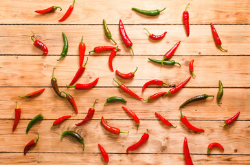 vegan table. hot peppers on a wooden table