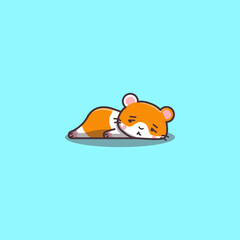 Cute Kawaii Hand Drawn Doodle Bored Lazy Hamster