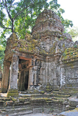 Ancient building in the Preah Khan temple. Angkor, Cambodia