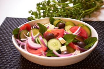 salad with cheese and olives