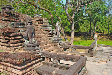 Fototapeta na wymiar Staircase at Preah Khan Temple in Angkor