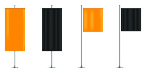 Yellow and black banner flag mockup templates