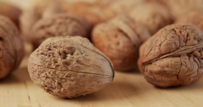delicious and fresh walnuts on a wooden table