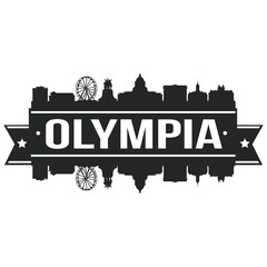 Olympia Washington, Skyline Silhouette Design City Vector Art Stencil.