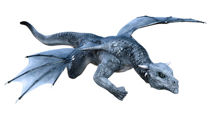 3D Rendering Fairy Tale Dragon on White