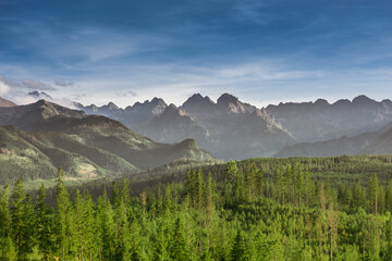 Highest summits of Tatra Mountains: Gerlach, Rysy, Lodowy, Wysoka, Ganek - obrazy, fototapety, plakaty