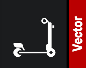 White Scooter icon isolated on black background. Vector.