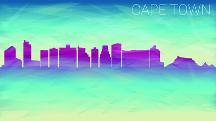 Cape Town South Africa. Broken Glass Abstract Geometric Dynamic Textured. Banner Background. Colorful Shape Composition.