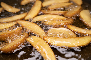 French Fries or Chips Cooked in Vegetable Oil, Cooking Image