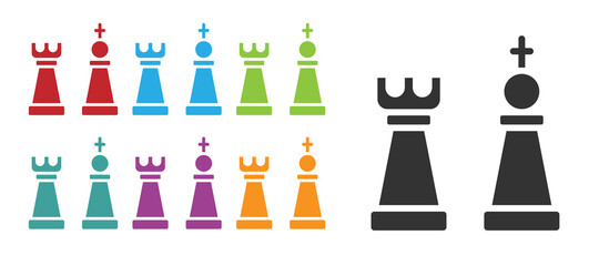 Black Chess icon isolated on white background. Business strategy. Game, management, finance. Set icons colorful. Vector.