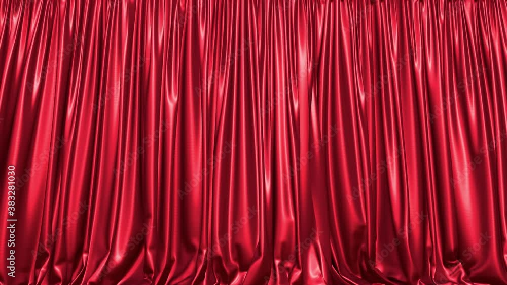 Poster realistic 3d animation of the textured glossy red window curtain rendered in uhd, alpha matte is inc
