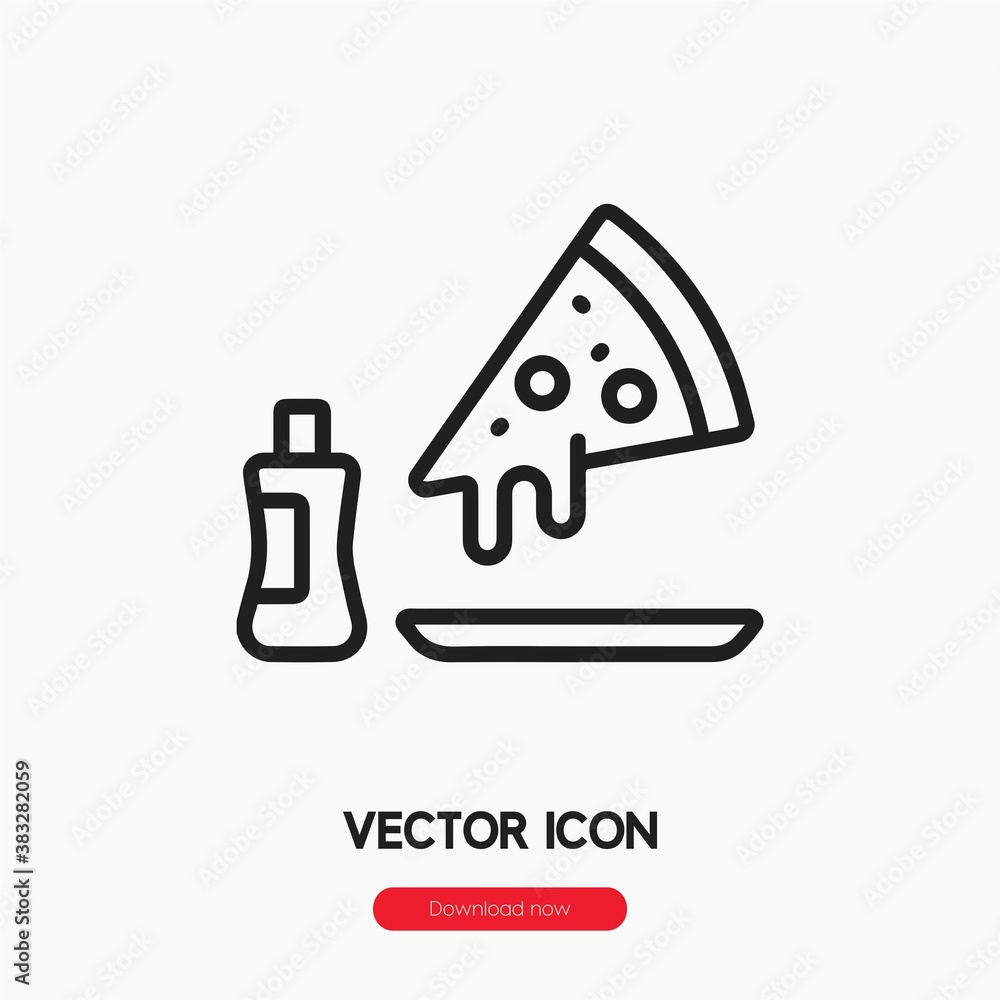 Poster pizza icon vector. linear style sign for mobile concept and web design. pizza symbol illustration. p