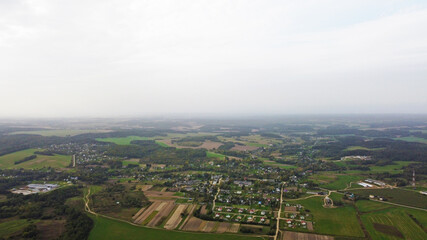 Fototapeta premium Top view of green rustic fields