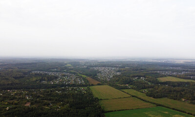Obraz premium Top view of green rustic fields