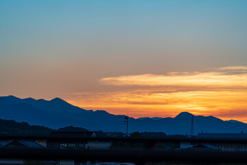 sunset over the mountain